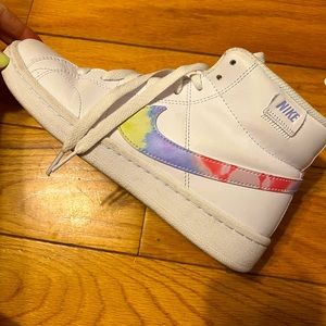 Nike high tops with tie dye swoop